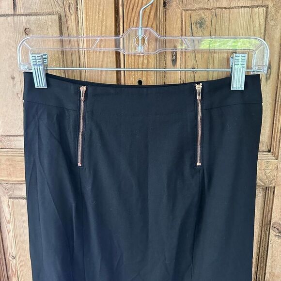 Kit And Ace Black Midi Pencil Skirt Wool Blend Zip Front Slit Office Womens Sz 4 - Picture 3 of 9